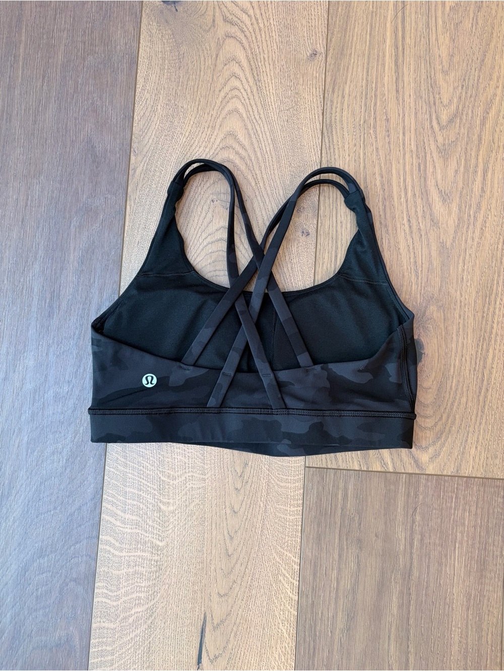 Lululemon Black Camo Strappy Sports Bra